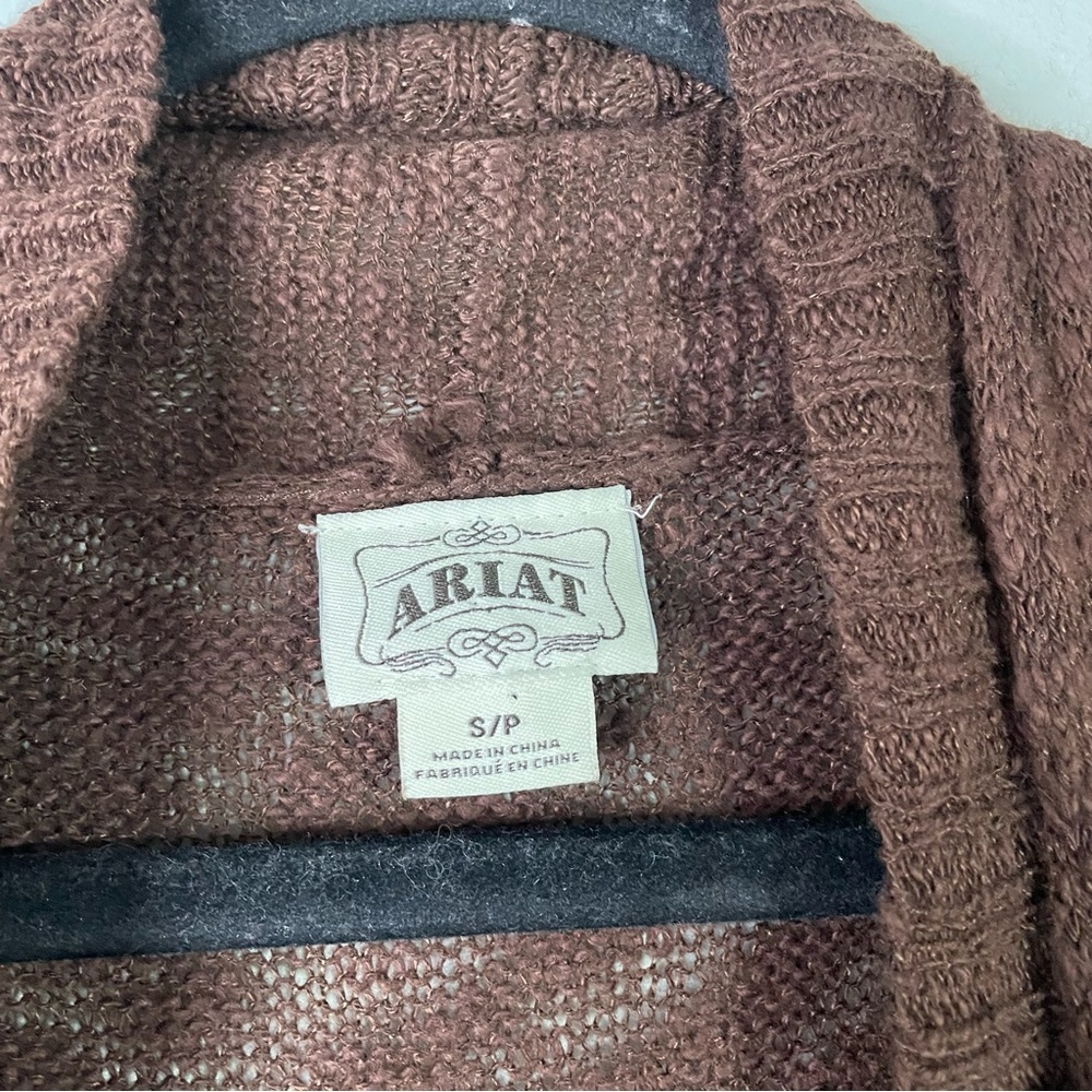 Ariat Loose Fit Brown Casual Knit Sleeveless Cardigan Sweater Size Small - Picture 4 of 6